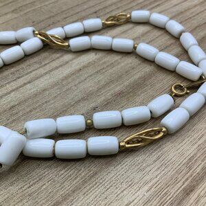 Direction One Vintage White Beaded Gold Tone Necklace